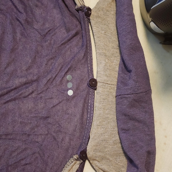 Anthropologie Three Dots Purple Tan Cardigan Detachable Infinity Scarf NWT Sz L - Picture 9 of 12